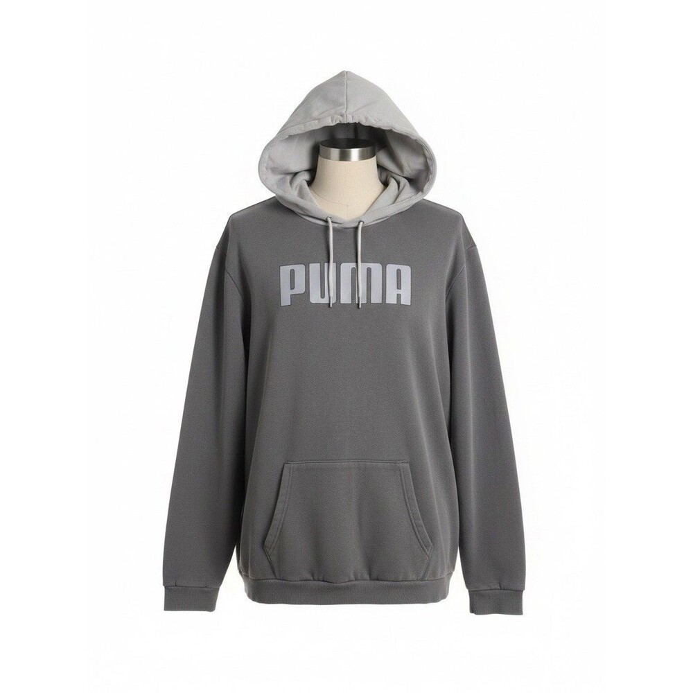 Men’s PUMA Big Label Hoodie In Gray  Cotton Blend - Big &  Tall Size 3X